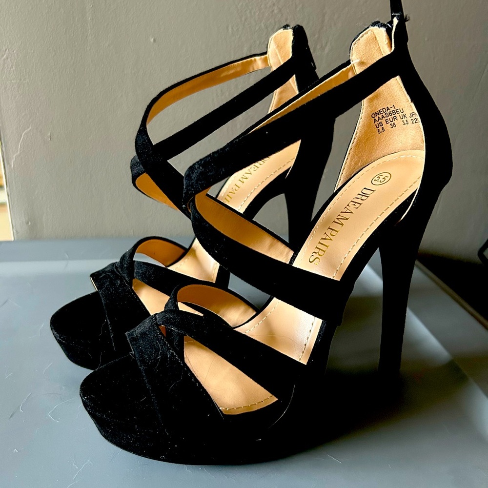 Dream Pairs Black Strappy Heels for Women